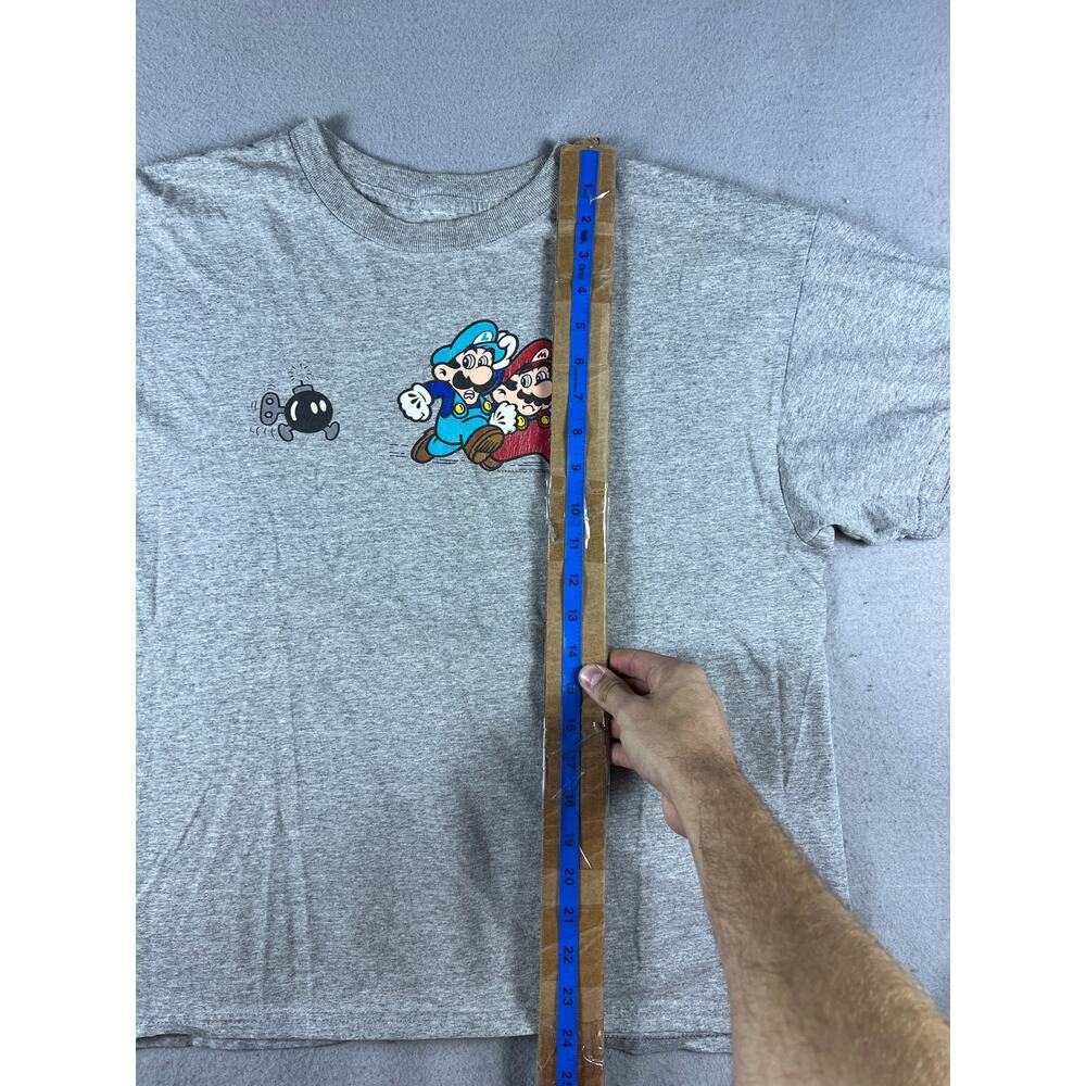 Vintage Nintendo Mario Luigi T-Shirt Mens L Gray Bob-Omb Graphic Print 2003 Y2K - Picture 5 of 6
